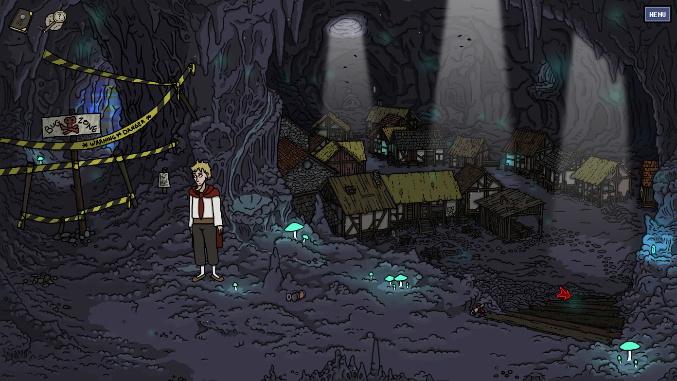 screenshot 3: a village in a cave